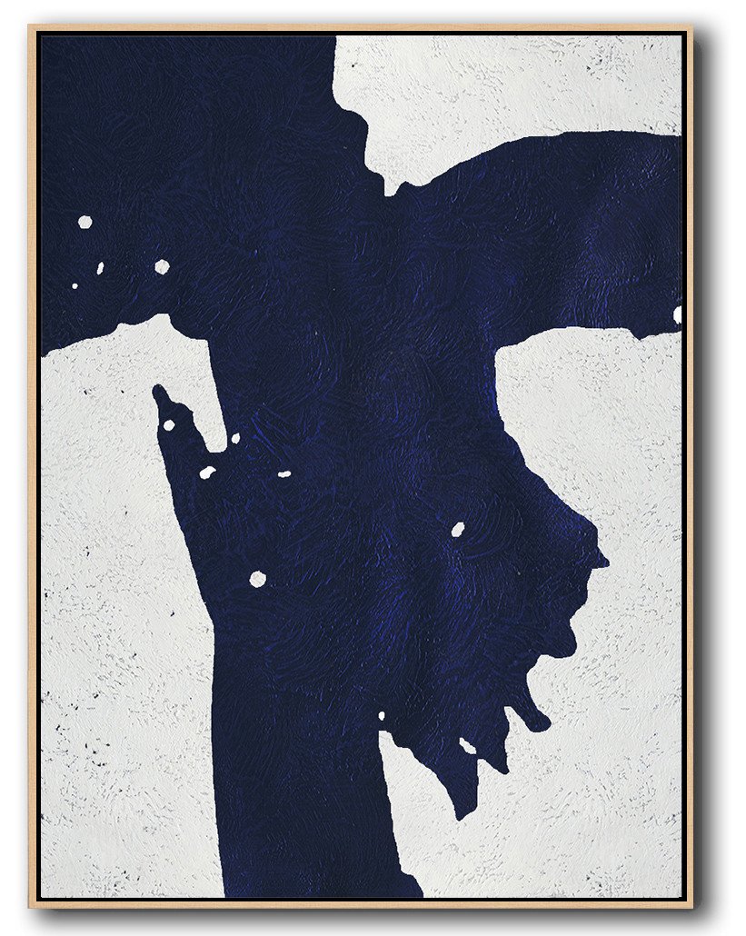 Buy Hand Painted Navy Blue Abstract Painting Online - Photo Art Gallery Huge